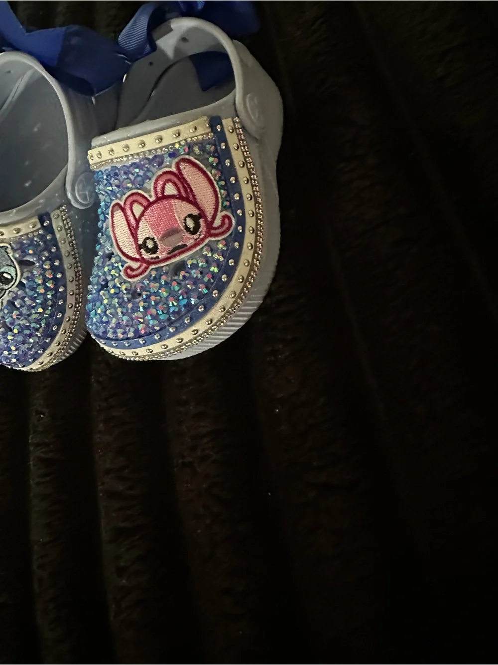 Kids Sparkle Slip-On Shoes with Pink Character Patch